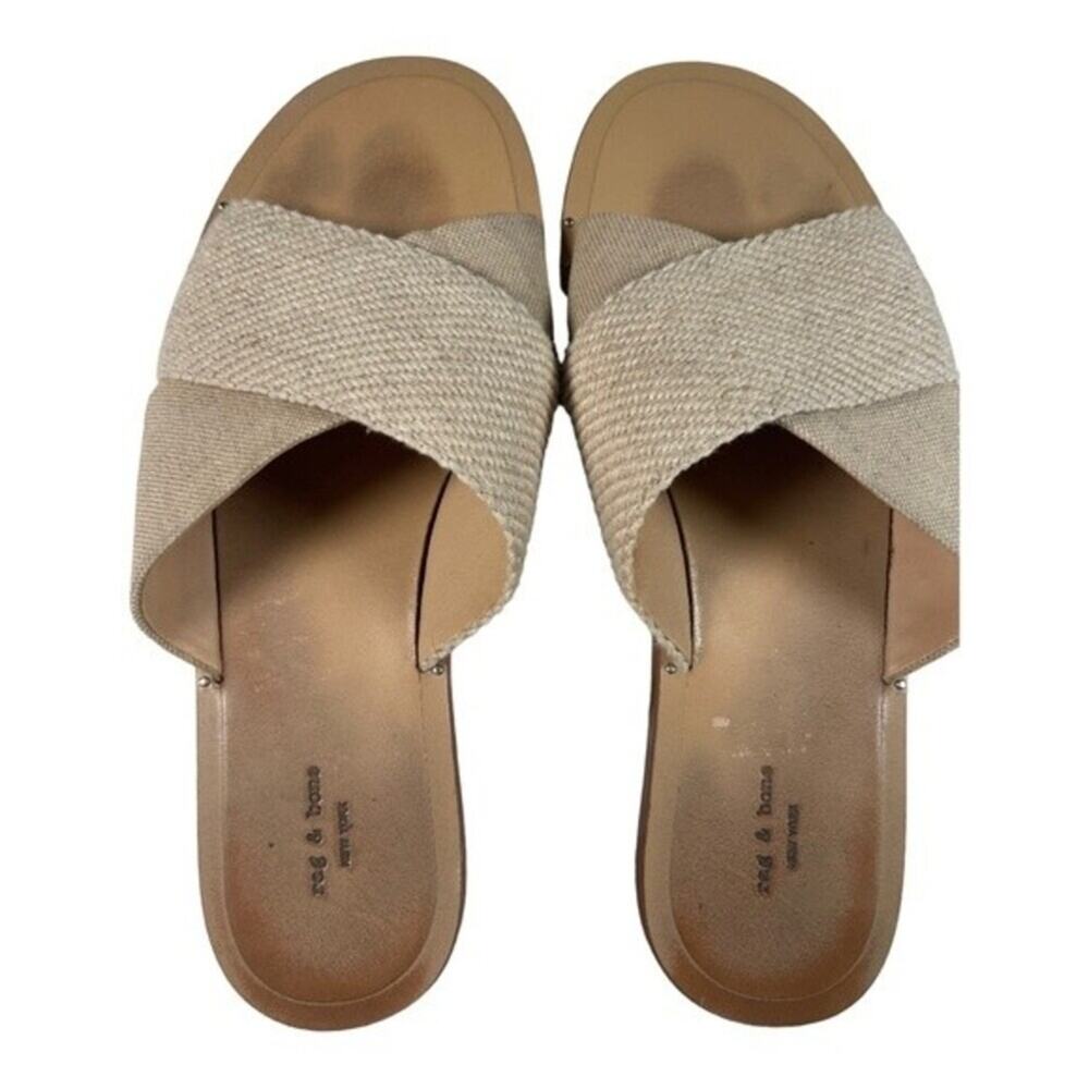 rag & bone Cream Cross‑Strap Slide Sandals - Picture 2 of 6